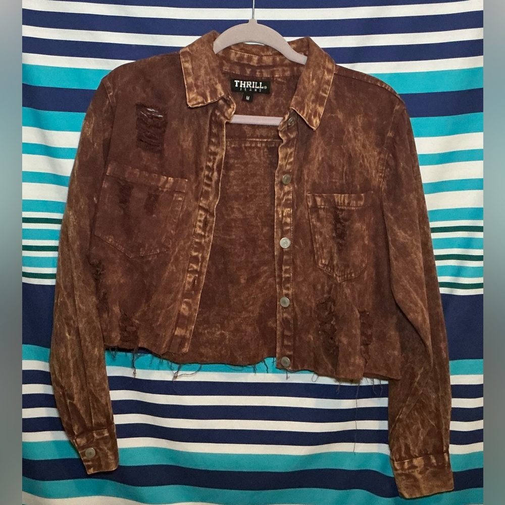 Thrill Vintage Brown Cropped Jacket